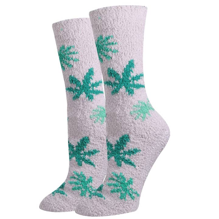 Ladies Weed Fuzzy Socks for wholesale by Sock Harbor / Bigfoot Sock Co.