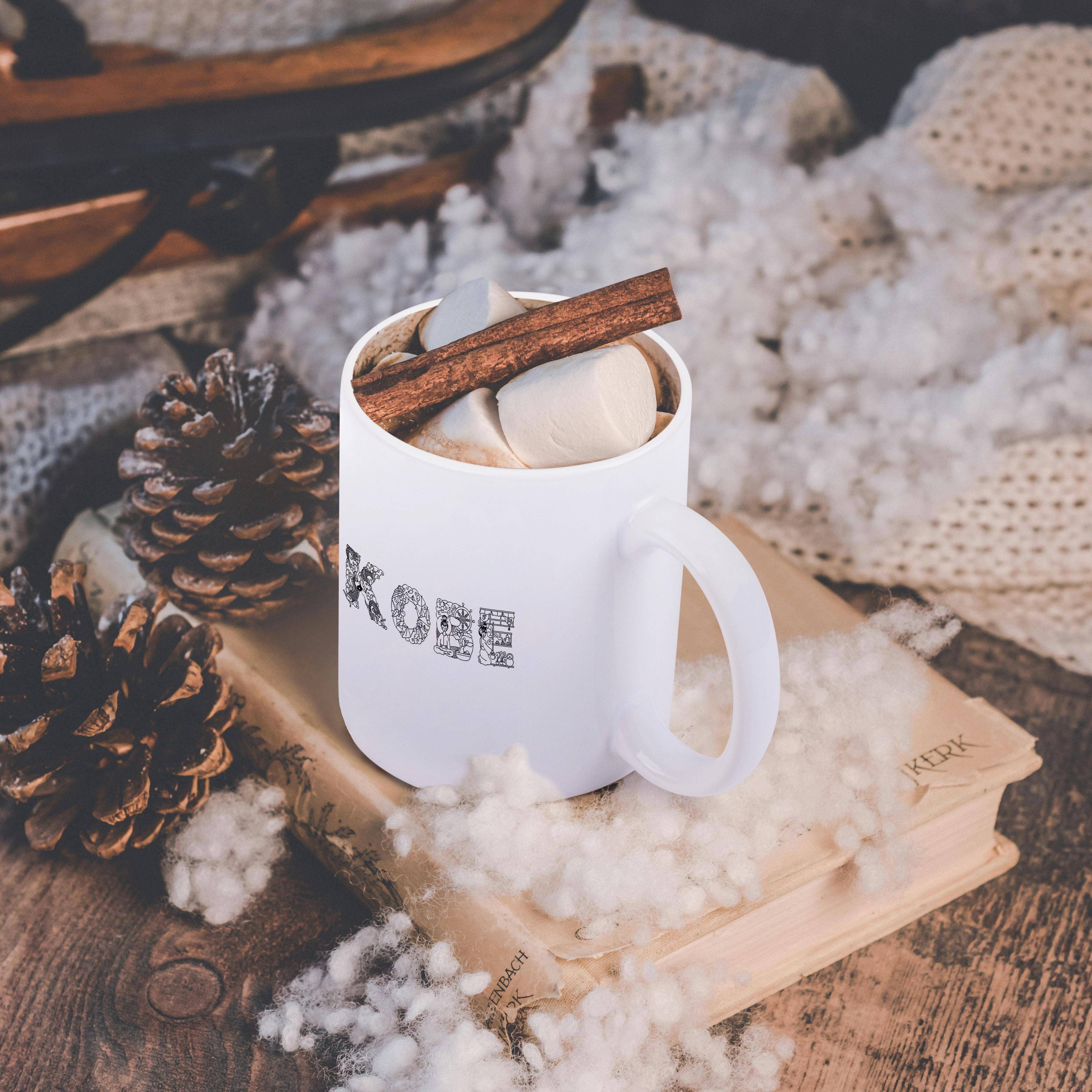 3dRose - Wholesale Coffee Mug - 3dRose, Kobe decorative text - black on white, Mug11