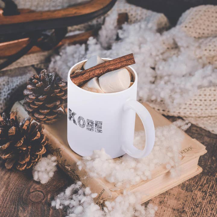 3dRose - Wholesale Coffee Mug - 3dRose, Kobe decorative text - black on white, Mug11