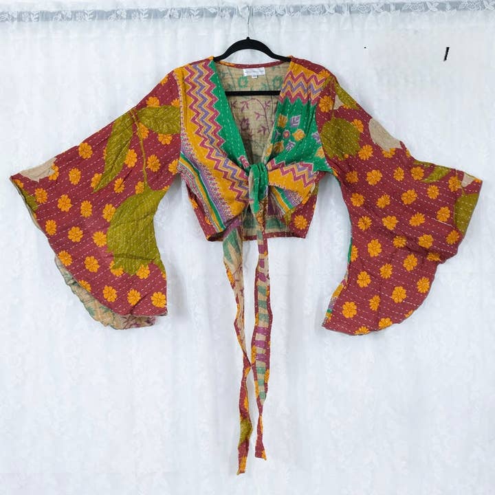 Karma Nepal Crafts – Blusa - Mulher por atacado – Top Envolvente Boho Kantha8