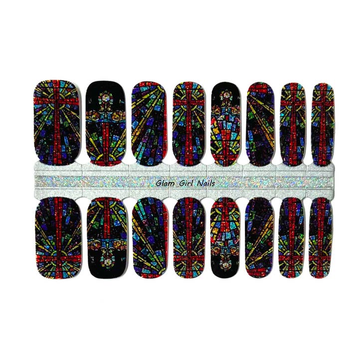 Farvede glas krydser negleindpakninger for engroshandel hos Glam Girl Nails