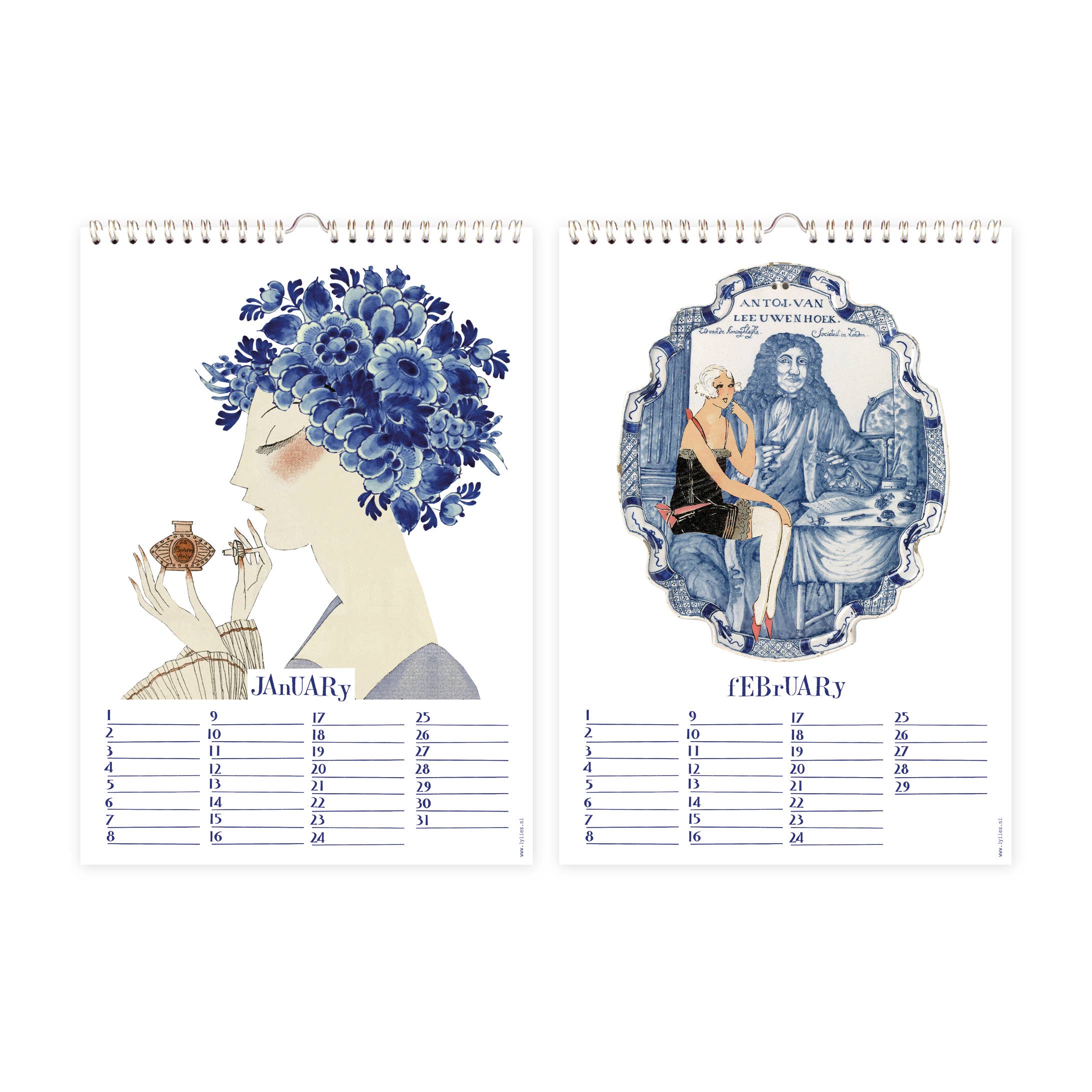 Lylies - Wholesale Kalender - Verjaardagskalender 'Dutch Blue' collages Rijksmuseum A41