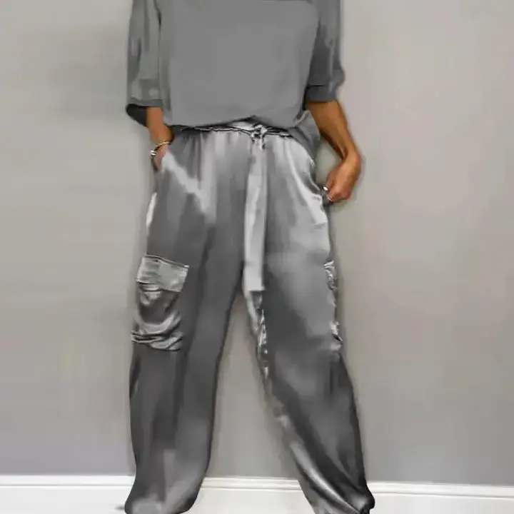 safistyle - Wholesale Top & Pant Set (NOT Loungewear) - Women's - Satin Top and Cargo Pant Set16