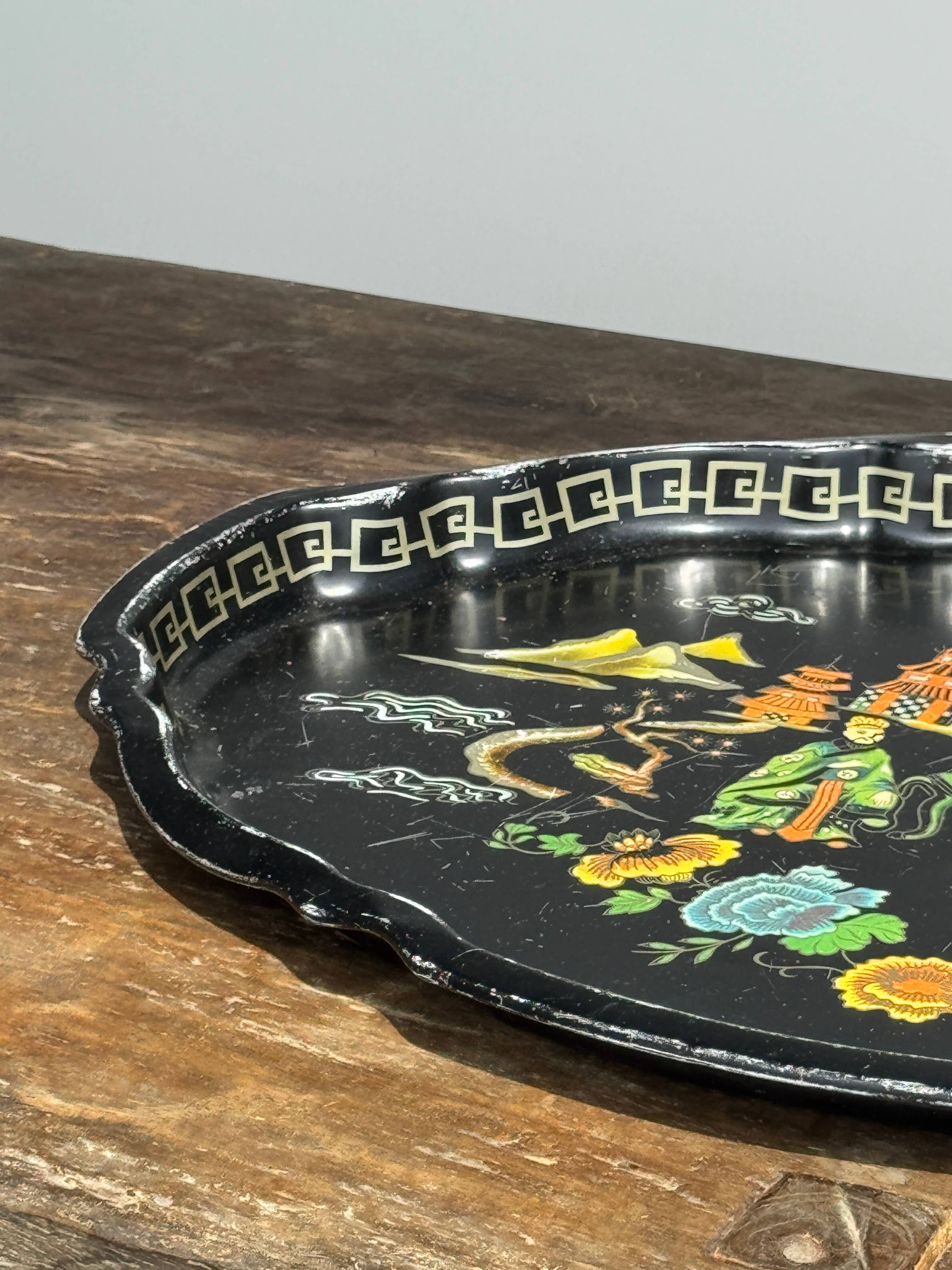 Office Objets - Wholesale Decorative Tray - Vintage black tray Asian theme L443