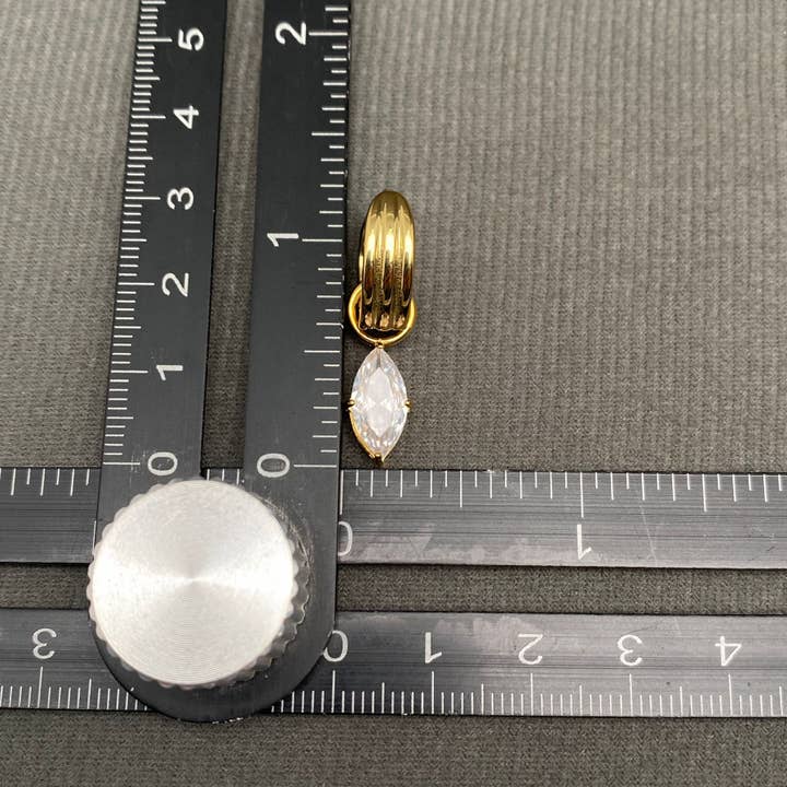 Mio Queena - Wholesale Huggie Earrings - Asymmetric Zircon 18K Gold Plated SS Huggie Earrings - FGS3