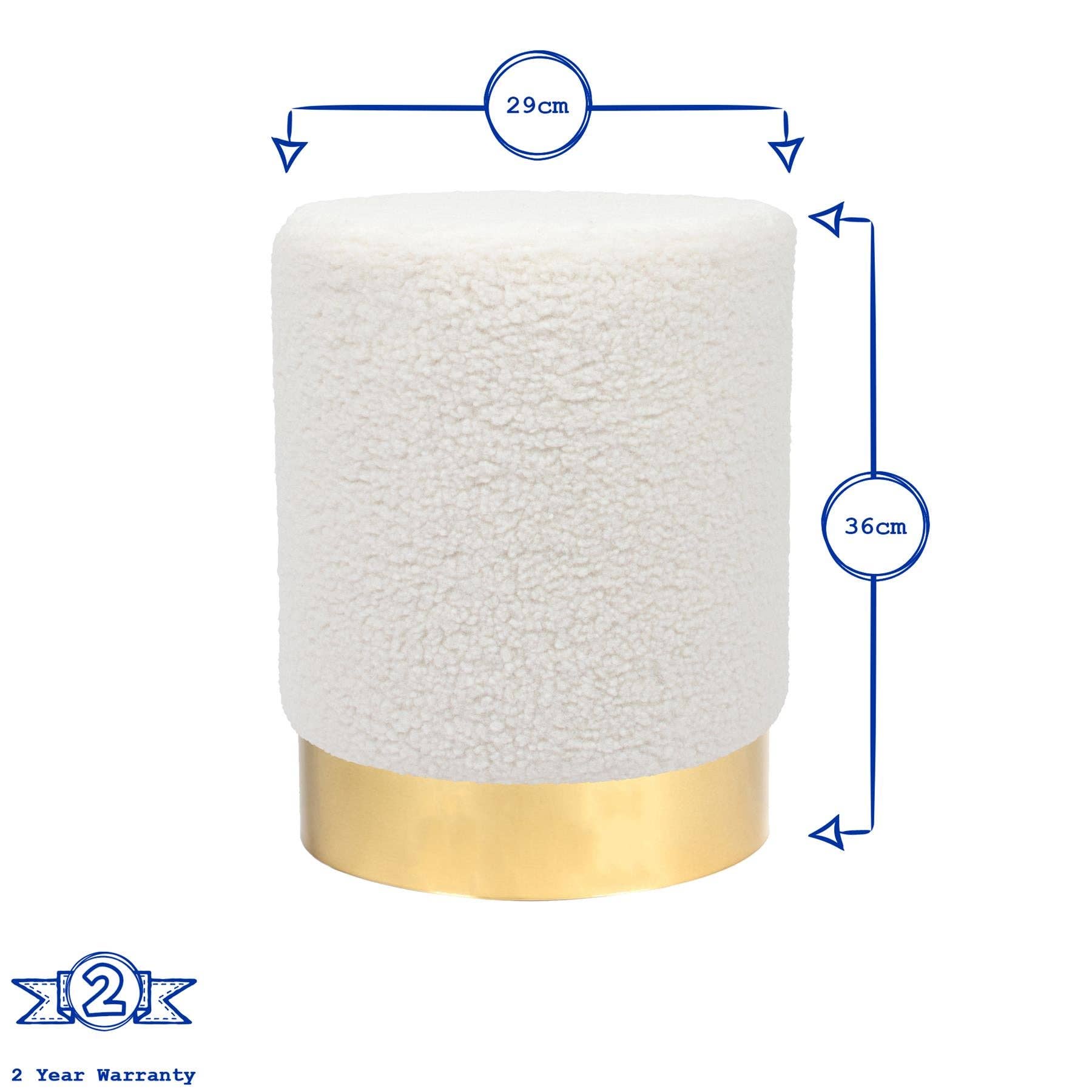 Rinkit Ltd - Wholesale Stool - Cream H36 x D29cm Round Boucle Footstool - By Harbour Housewares3