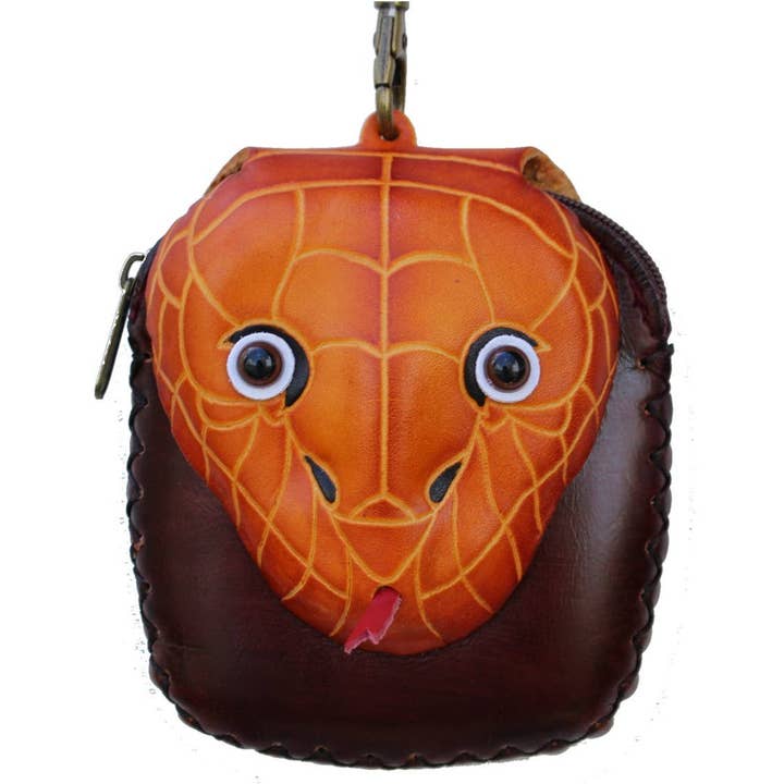 Handmade Leather Snake Wristlet coin purse for wholesale by Sunflower Handmade leather inc