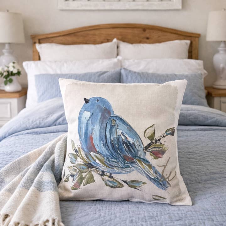 GA Fluffy Blue Bird Pillow for wholesale by Southern Cotton Mill