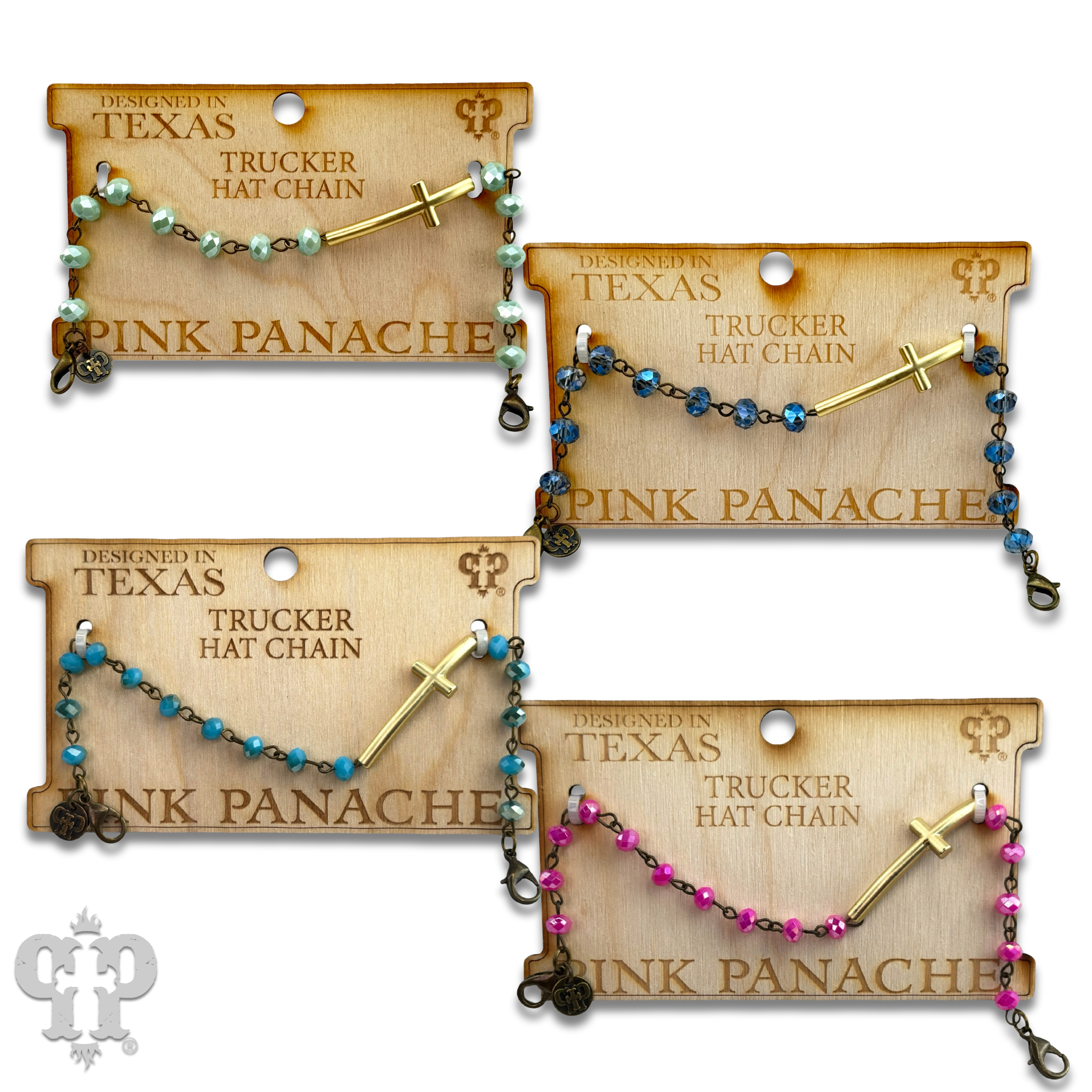 Pink Panache Brands - Wholesale Hat Accessory - Women's - Gold cross beaded trucker hat chain2