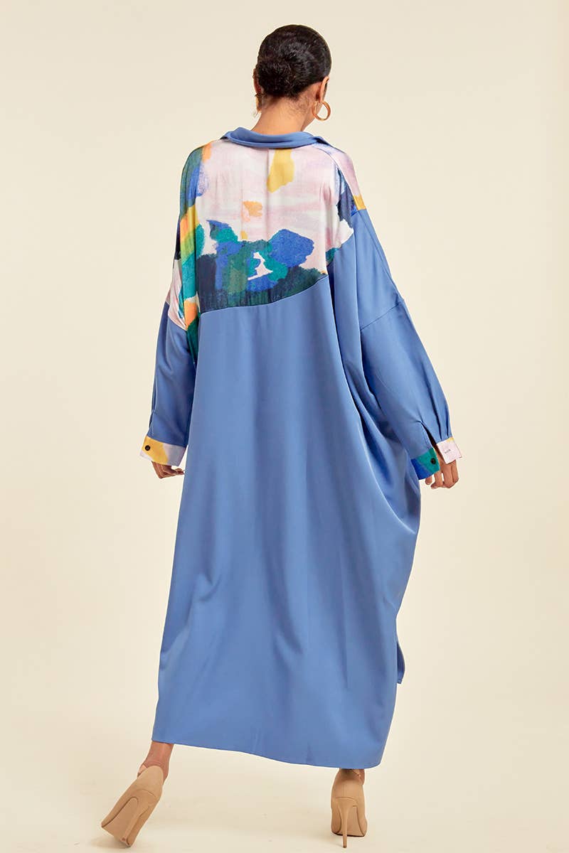 QMP Moda – wholesale Dress – Women's – PLUS - PATTERN BLOCKED SHIRT DRESS WITH POCKETS13