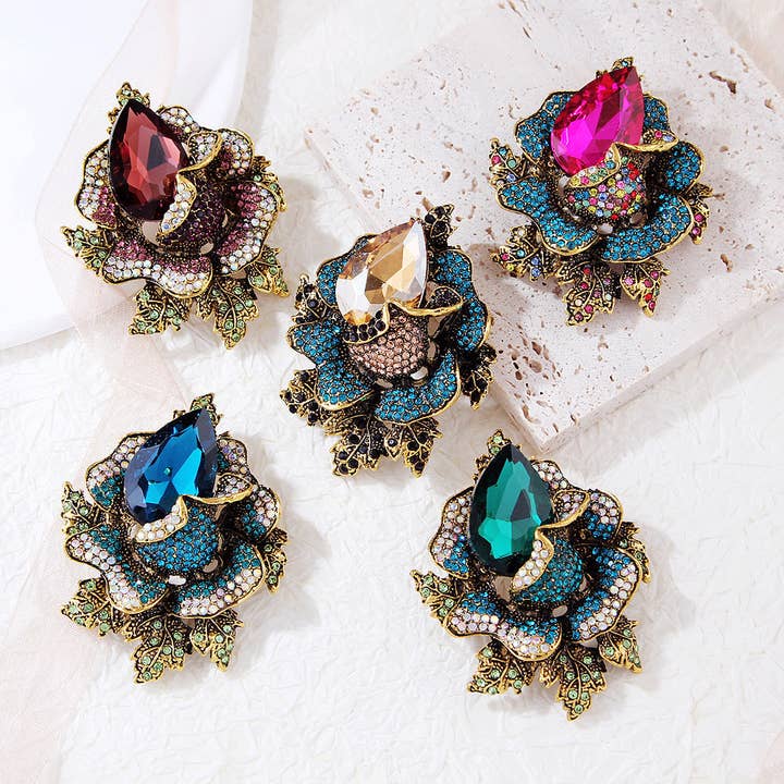 Ole - Wholesale Brooch - Floral Rhinestone Pin PA407411