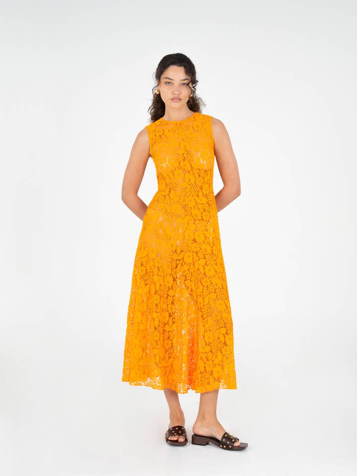 CARMEN SAYS – Großhandel Kleid – Damen – Loki Orange Spitzenkleid