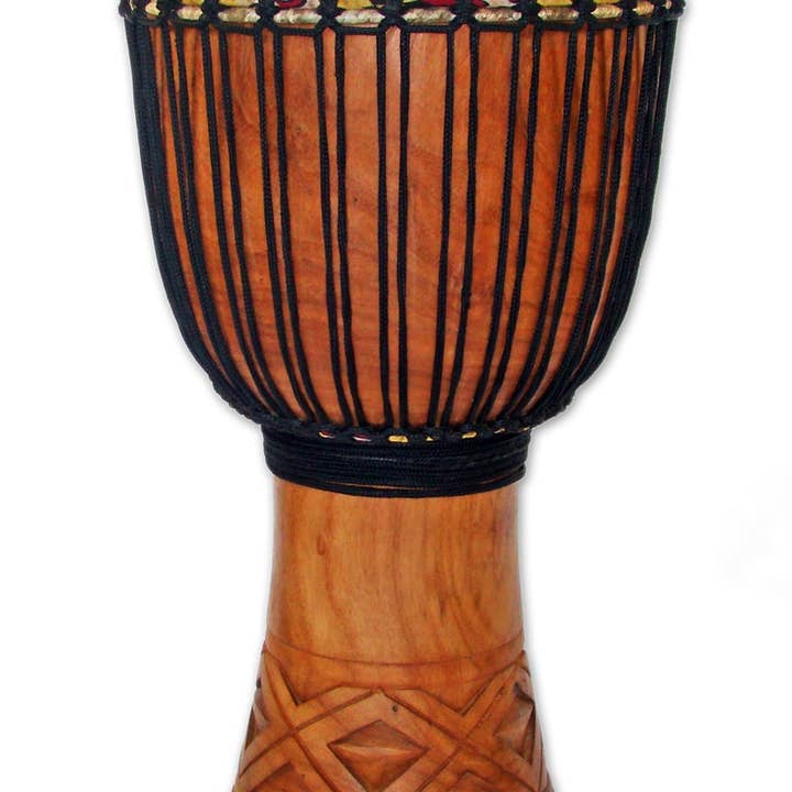 African Djembe Hand Drum Instrument 24" Tall w/ Goat Hide for wholesale by Jamtown