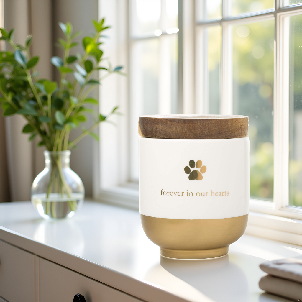 Pearhead - Wholesale Pet Urn/Keepsake Box - Pet Ceramic Urn Memory Jar, Gold4