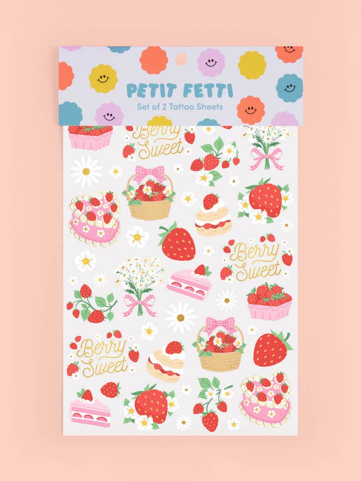 Strawberry Sweet Fruit Birthday Party Tattoos, Summer Picnic for wholesale by Petit Fetti