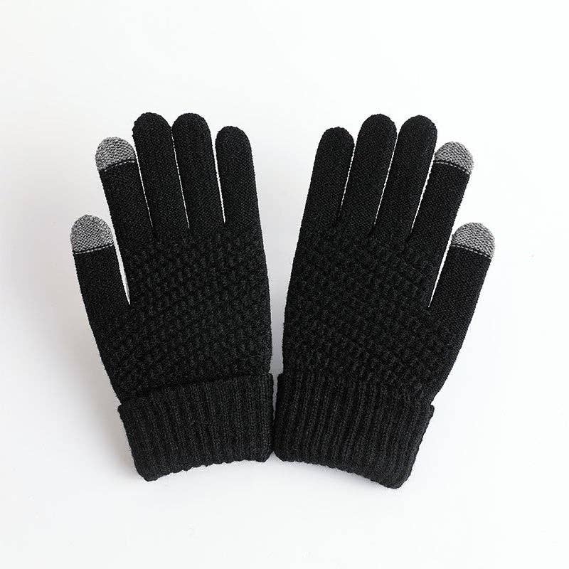 FurDecoration - Wholesale Gloves - Women's - Fashion Touch Screen Jacquard Plus Velvet Gloves0