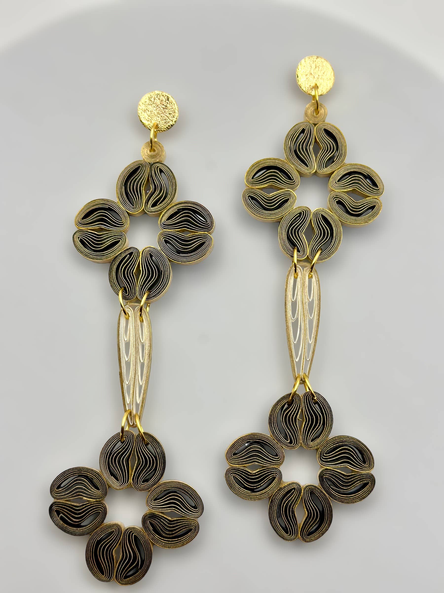 Paper Shaper by Julie - Wholesale Dangle Earrings - Flowerful Cascade Dangle Paper Earrings6