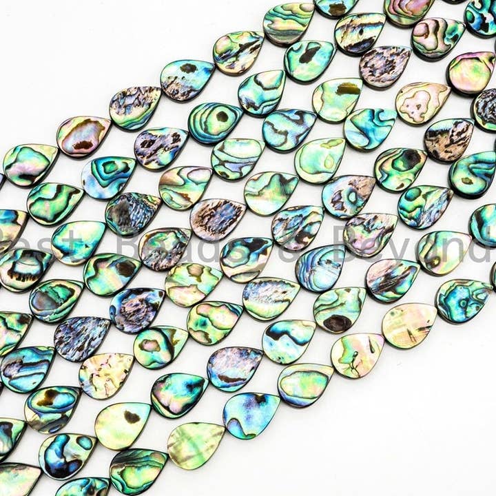 BestBeads&Beyond - Wholesale Beads - Natural Flat Teardrop Abalone Shell beads, 8x12mm/10x14mm/12x16mm/13x18mm Teardrop Smooth Shell Beads, loose abalone, 16inch strand,SKU#R31