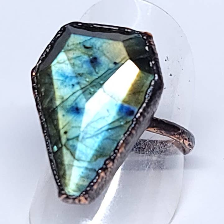 Labradorite Coffin Ring Size 8 1/2 for wholesale by The Wacky Wanderers