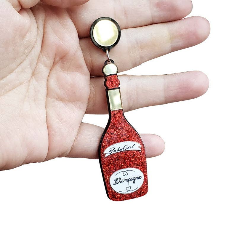 Ole – wholesale Hängande örhängen – Champagneflaska akrylörrhängen E54451
