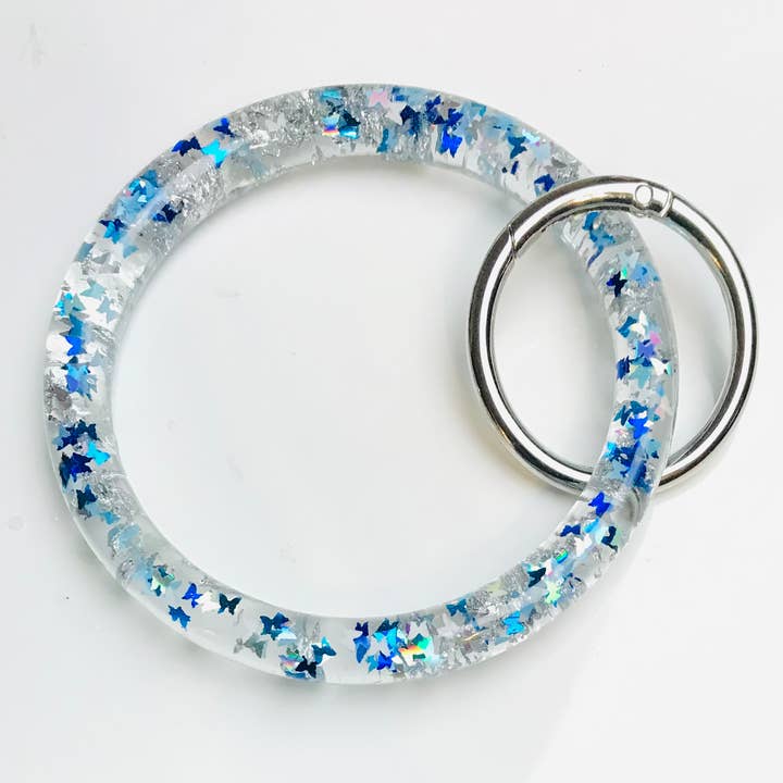 Silver & Blue Butterflies Silver Flakes Bracelet Only for wholesale by Shop Drip Express
