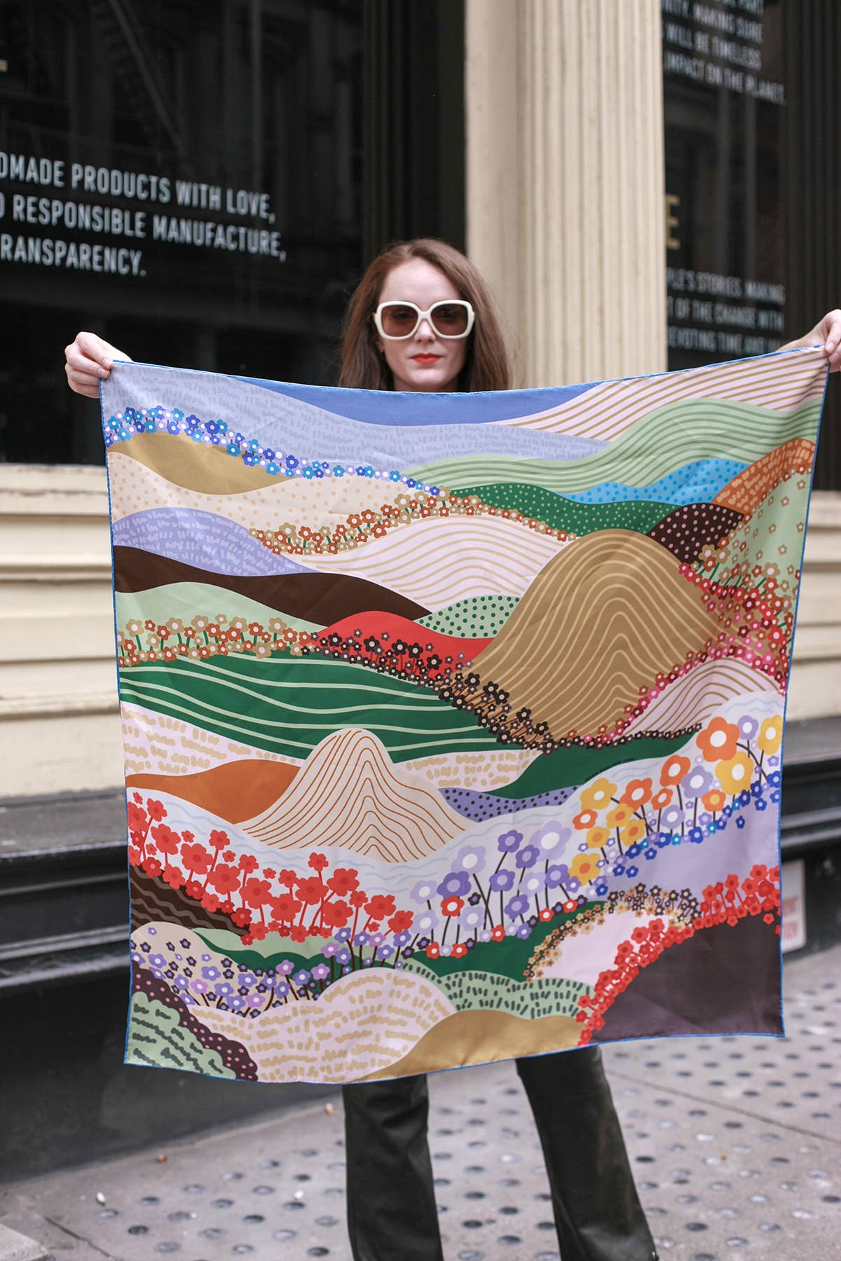 Wholesale Double Sided Silk Scarf Of Floral Mountain for your store - Faire