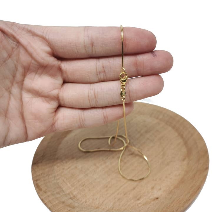 Gold Mini Round Snake Herringbone Chain 1mm 18 inch Necklace WA-1742 for wholesale by Aim Eternal