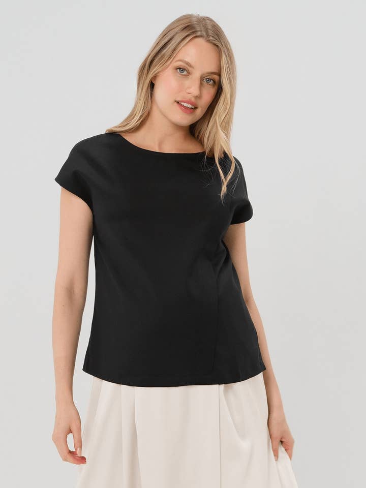 Tropical Wool Blend Maternity Shell Top w/ Hidden Nursing Zip for wholesale by MARION