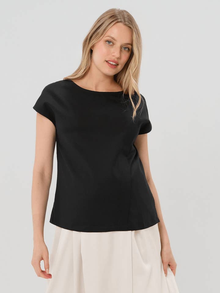 Maternity Shell Top w/ Hidden Nursing Zip in All-Season Wool for wholesale by MARION