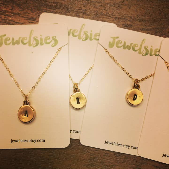 Tiny Initial Pendants for wholesale by Jewelsies