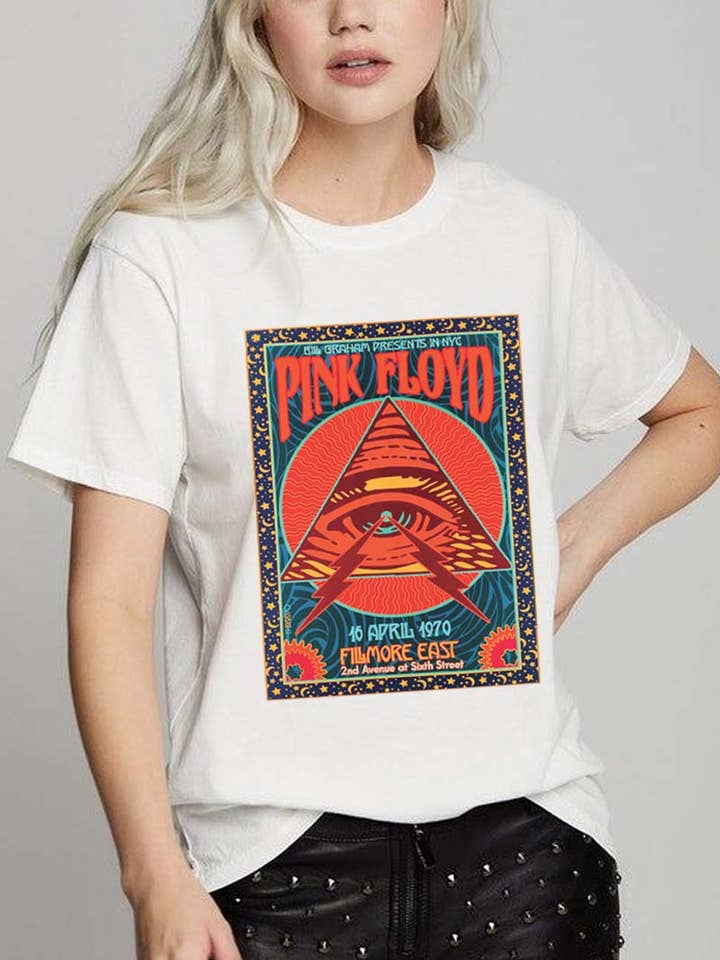 WHITE M8864 - pink floyd graphic tee for wholesale on Faire0