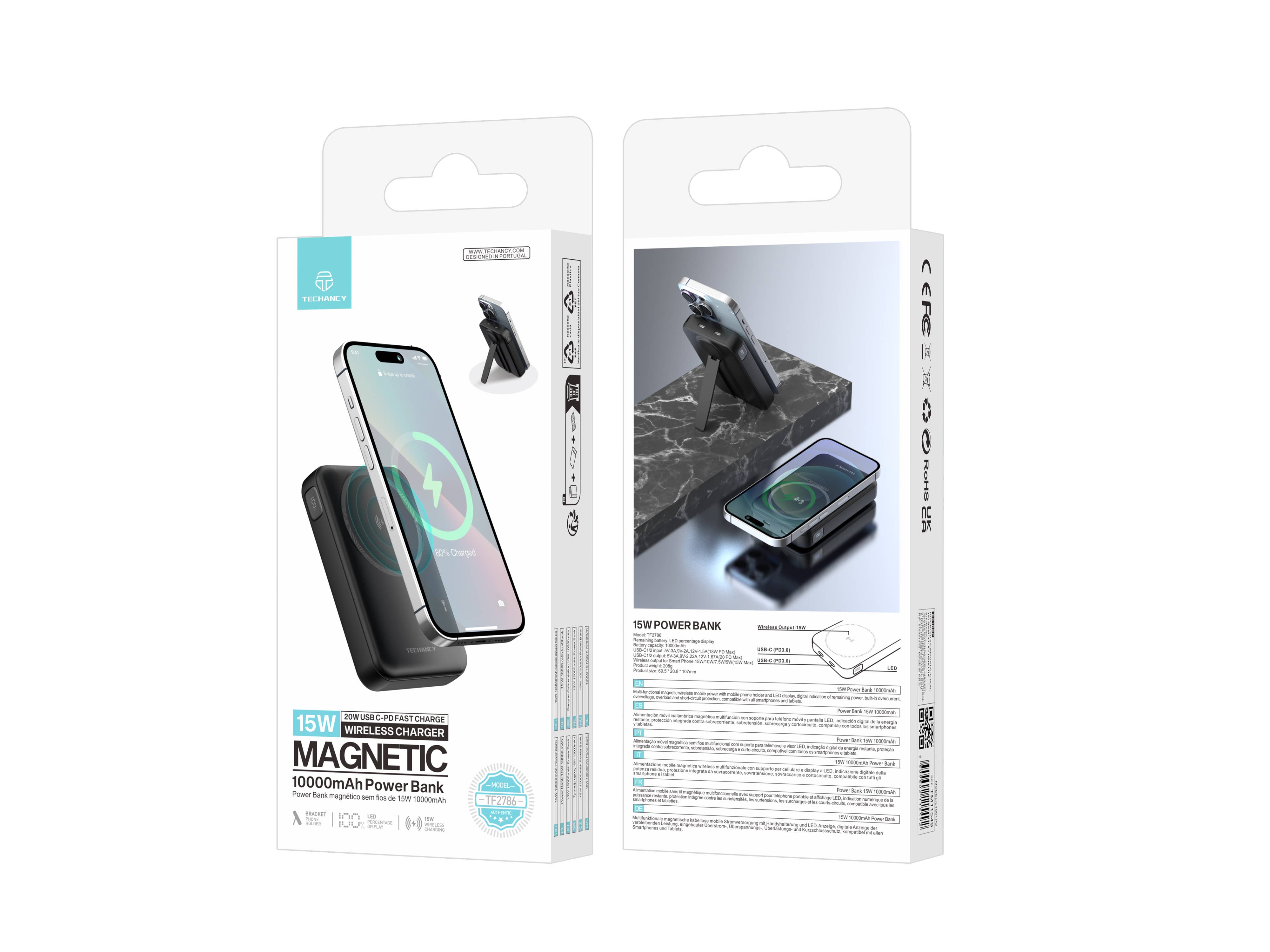 TECHANCY - Wholesale Portable Charger - Techancy Magnetic Power Bank TF2786, 10000mAh, 15W Wireless 4