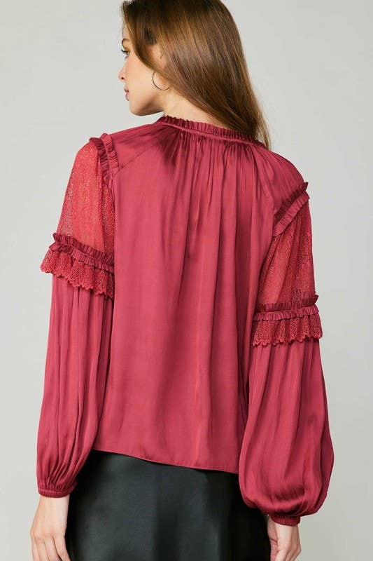 Current Air – Engroshandel Bluse - Dame – Bluse med blondeærmer og flæsedetaljer14