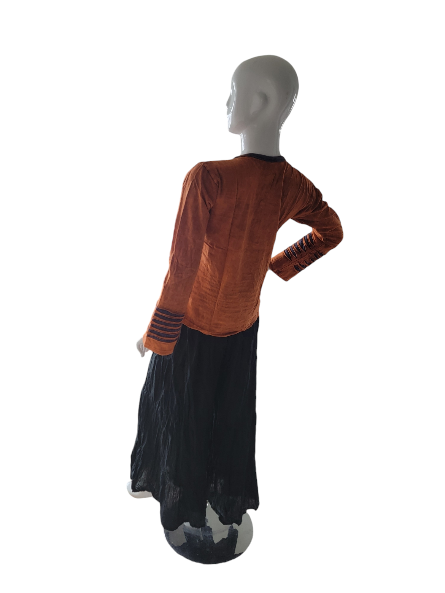 Evergreen Guardian Imports – Engroshandel Bluse - Dame – SLS-21 Langærmet bomuldsskjorte Cut Peace Orange5