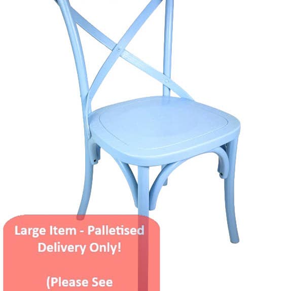 McGowan & Rutherford Ltd - Wholesale Chair - Pastel Blue Reclaimed Elm Cross-Back Dining Chair0