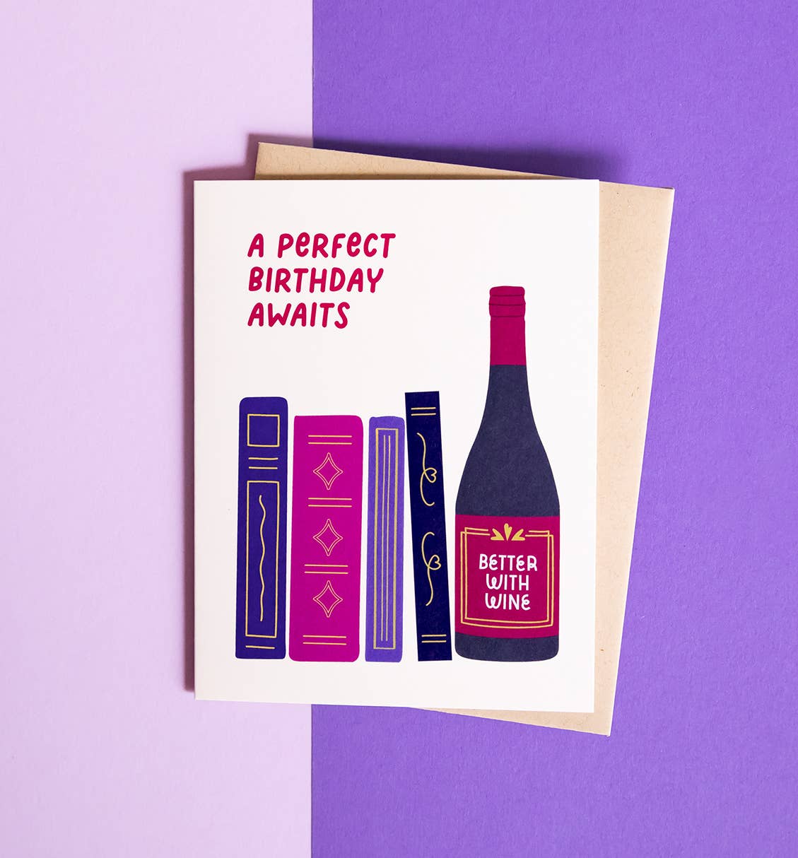 Graphic Anthology Greeting Cards - Vente Cartes d'anniversaire - Carte d'anniversaire parfaite Livres & Vin | Mieux avec du vin1