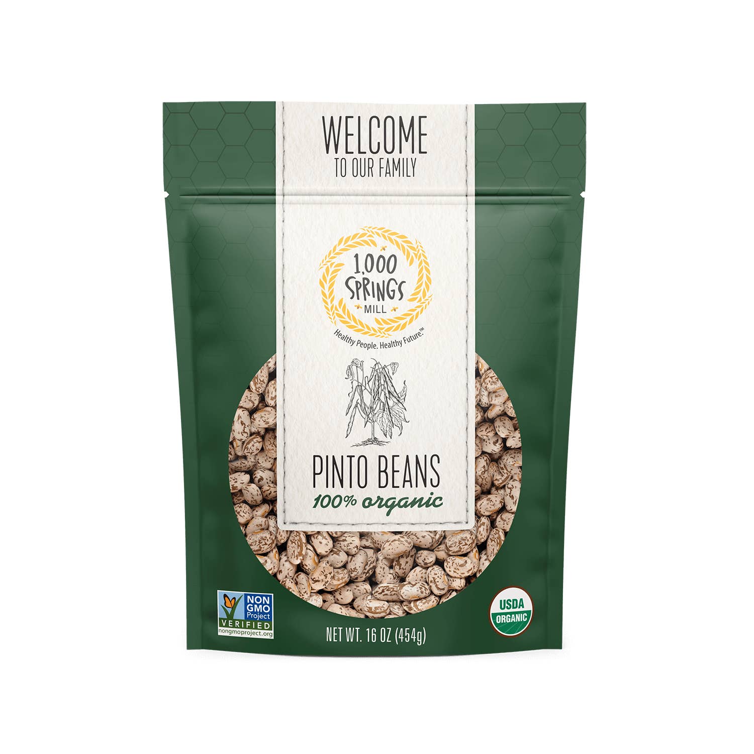 1000 Springs Mill - Wholesale Beans - 16 oz. Organic Pinto Beans (12 Pack!!!)