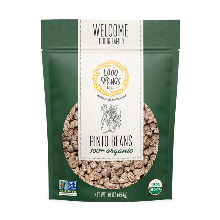 16 oz. Organic Pinto Beans (12 Pack!!!) for wholesale by 1000 Springs Mill