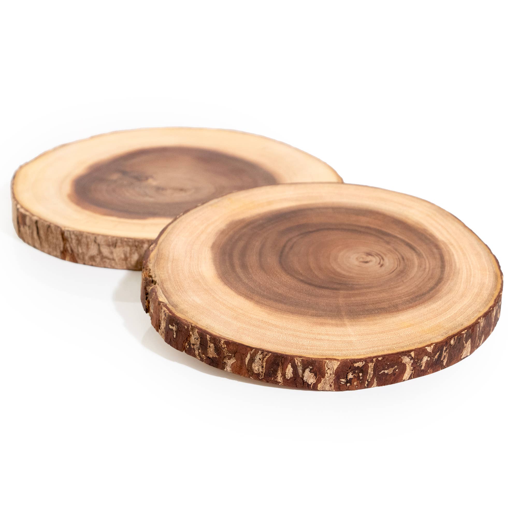 Andaluca - Wholesale Cheese Board - Bark Edge Round Teak Slice Charcuterie Board: 10-12"1