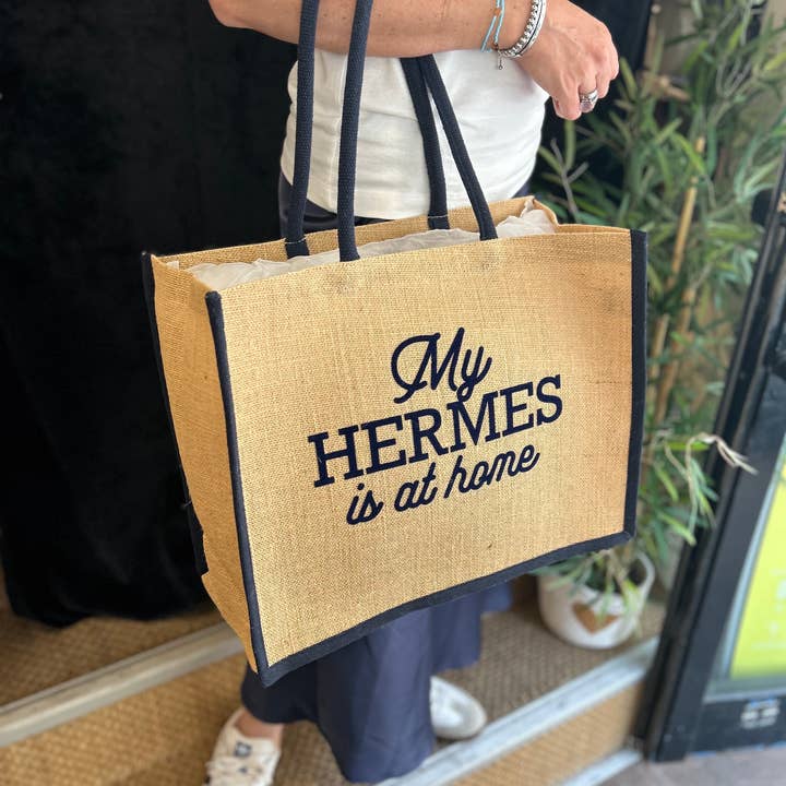 Toiles Chics - Wholesale Shoulder Bag - Unisex - Jute tote bag "My Chanel/Hermes is at home"
