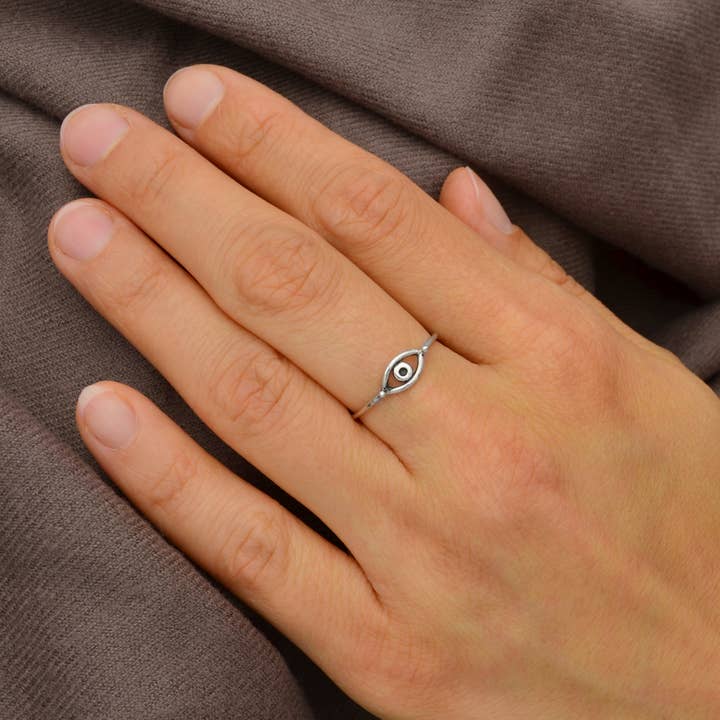 Nina Designs - Wholesale Band/Stacked Ring - Sterling Silver Evil Eye Ring - All Seeing Eye Ring1