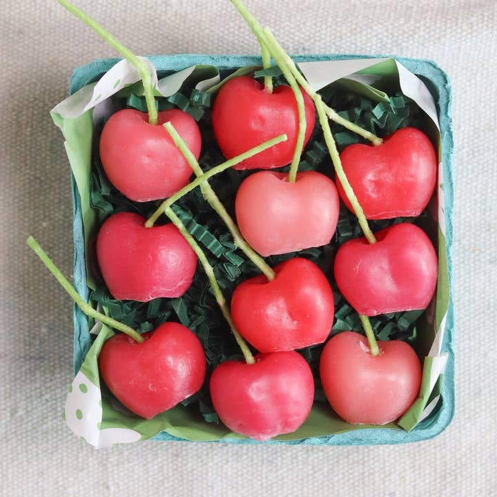 Pink Cherry Birthday Beeswax Candles for wholesale by Happy Organics