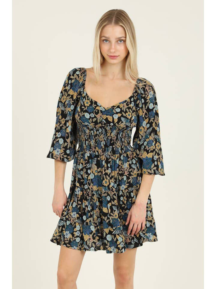 ANGIE - Wholesale Dress - Women's - C4A47-A882 SWEETHEART NECK SMOCKED WAIST DRESS