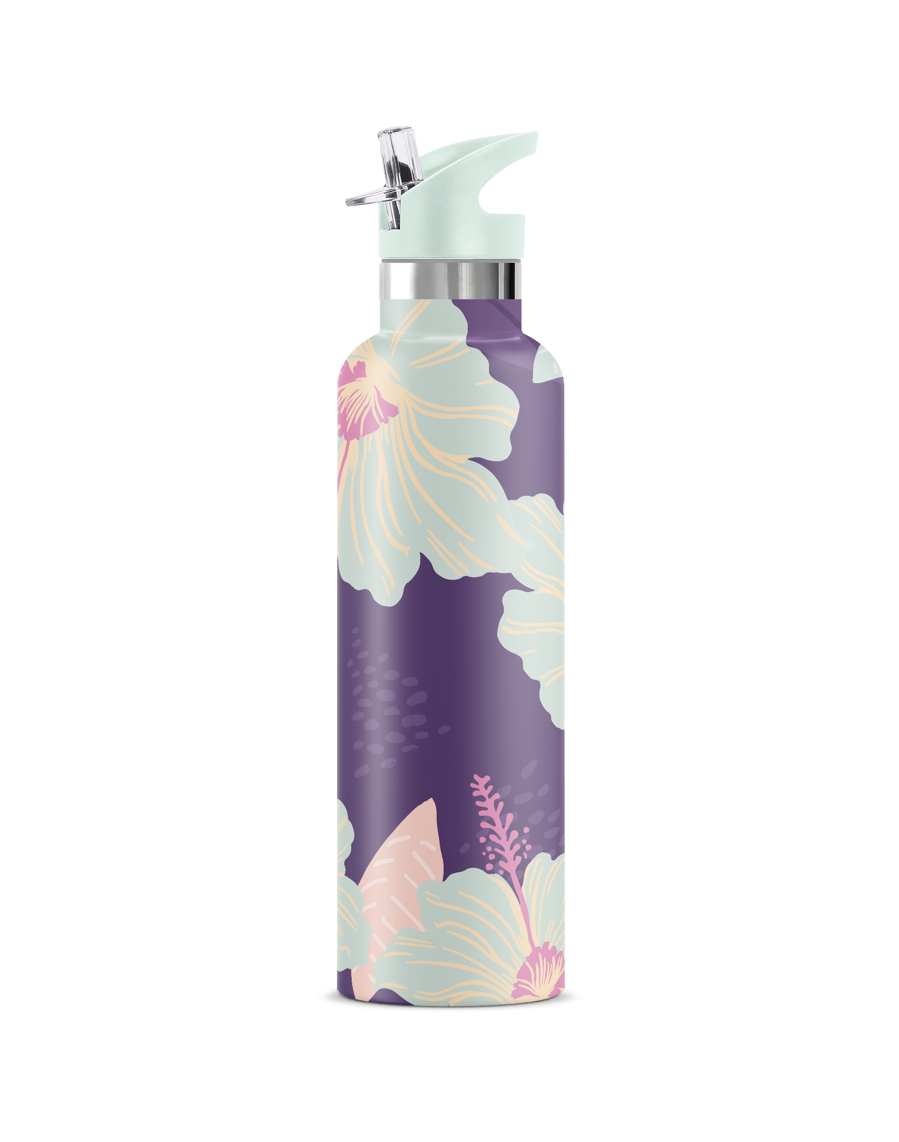 My Bougie Bottle - Vente Bouteilles d'eau - Bouteille d'eau isotherme NANI Fleur d'hibiscus 25 oz Violet2