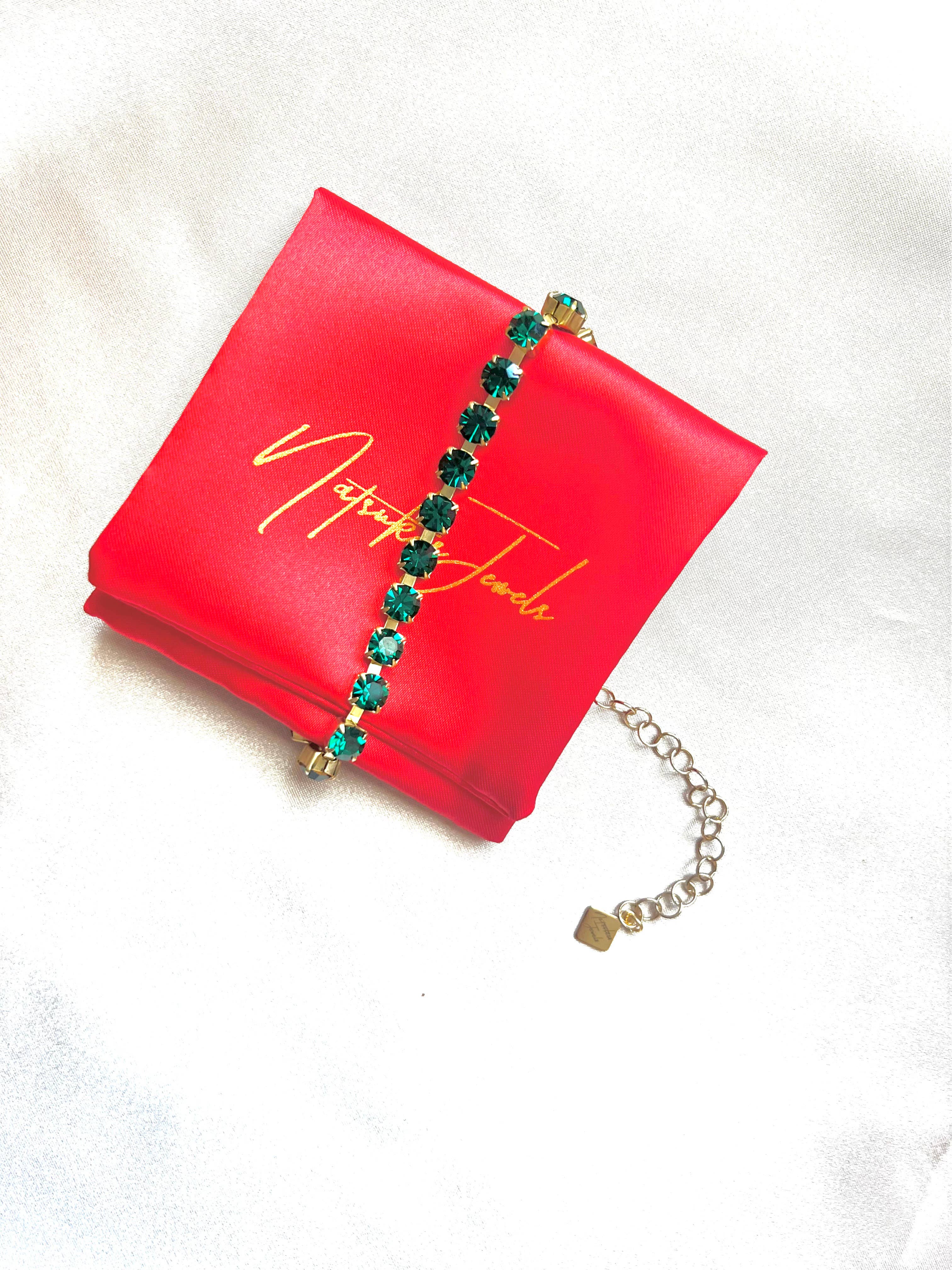 Natsuko’s Jewels - Wholesale Anklet - Emerald Preciosa Crystal Anklet1