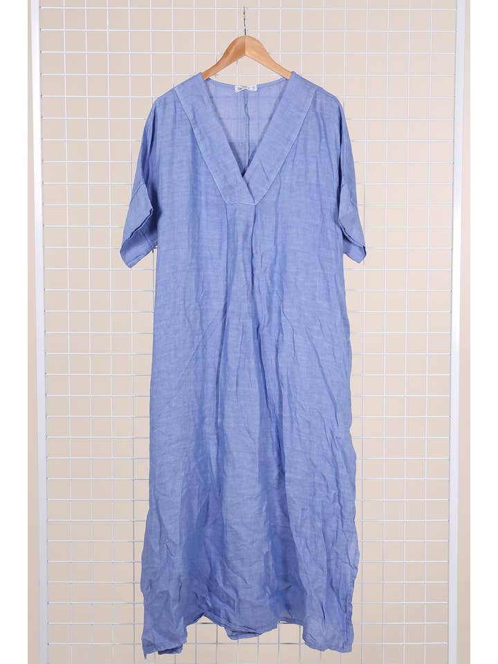 la maison des fibres naturelles - Wholesale Dress - Women's - Long dress v-neck 62733 100% linen29