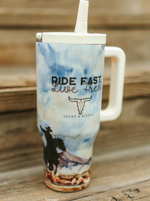 Desert Ride Fast Printed Tumbler (30oz) for wholesale by LUCKY & BLESSED