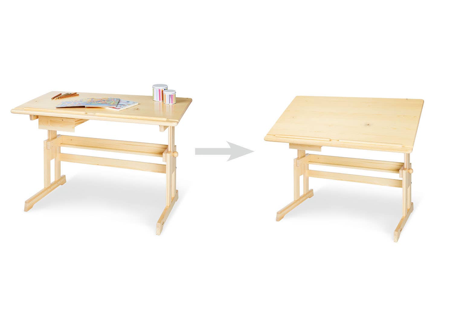 Pinolino Kinderträume GmbH – Engroshandel Skrivebordssæt – Børneskrivebord 'Lena' med klar lak1