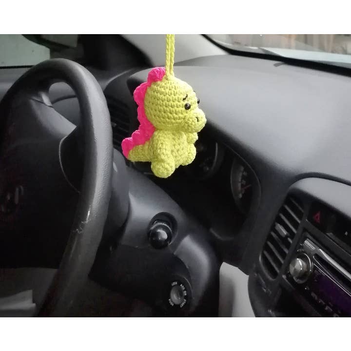 TOMOPOD LLC - Wholesale Car Decorative Charm - Unisex - Crochet Dinosaur Car Hanging, Kawaii Dino Car Accessory1