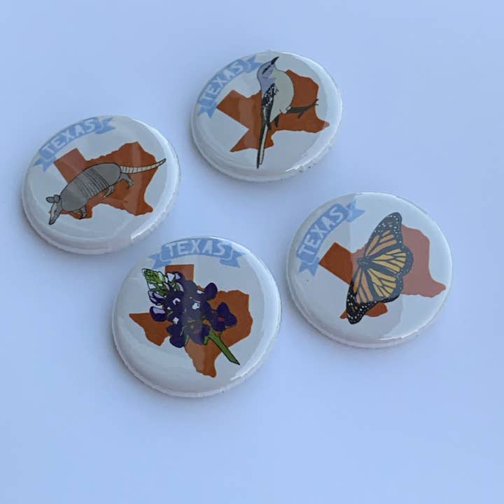 Made by Nilina – Alfinete/botão de lapela por atacado – Botões do Texas - lembranças sortidas do símbolo do estado